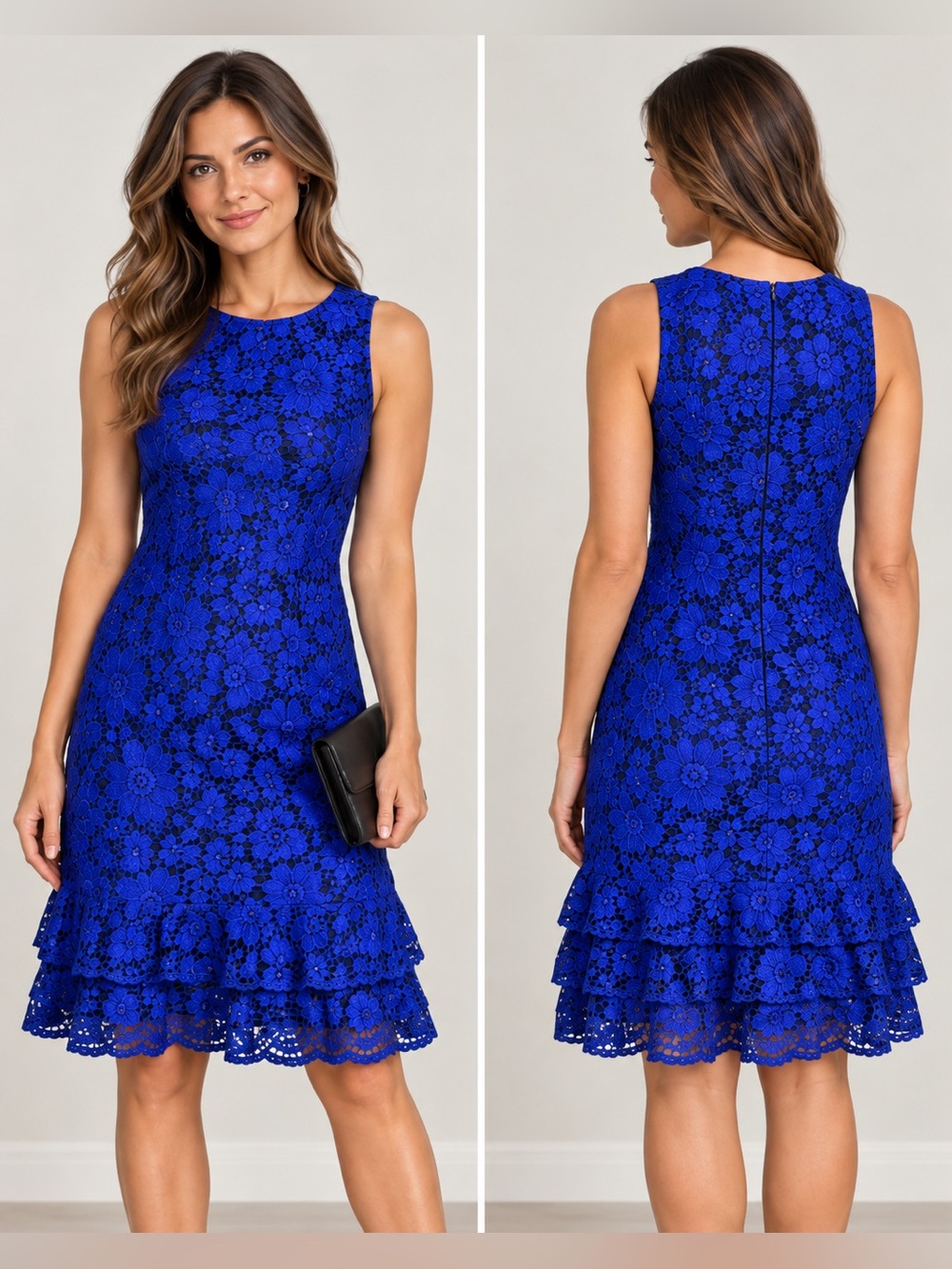 Karl Lagerfeld Paris Blue Black Floral Lace Dress size 4
